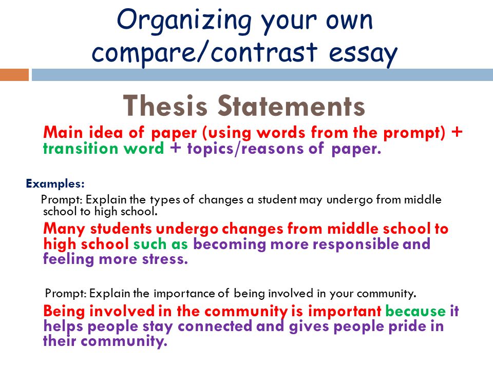 Compare and contrast topics for essays for middle school